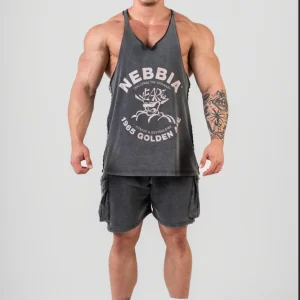 NEBBIA Washed Muscle Back Stringer 791 – Golden Era Black Edition