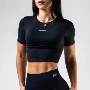 Maglia a maniche corte senza cuciture NEBBIA POWER 891 – Top corto nero