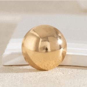 Anello bottone in acciaio bagnato in oro 18 kt – Donna