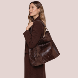 Borsa a spalla in camoscio e cocco – Donna – Made in Italy