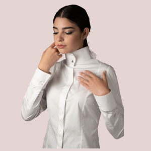 Camicia in cotone con bottone gioiello – Made in Italy