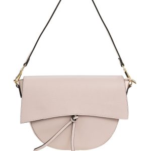 <b> LUNA </b>  Borsa a spalla in vera pelle martellata rosa cipria con tracolla