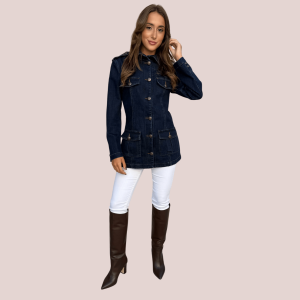 Giacca con alamari in denim 116 – Donna – Made in Italy