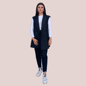 Gilet Sara doppio petto in moleskin – Donna – Made in Italy