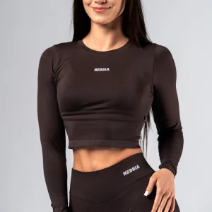 Maglia a maniche lunghe senza cuciture Nebbia Power 892 - Marrone scuro