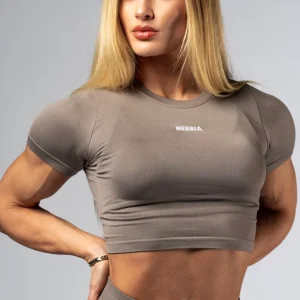 Maglia a maniche corte senza cuciture Nebbia Power 891 - Marrone chiaro ASH