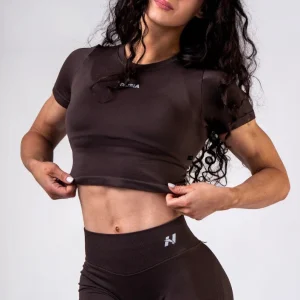 Maglia a maniche corte senza cuciture Nebbia Power 891 - Marrone scuro