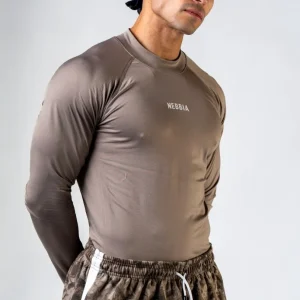 Maglia a maniche lunghe senza cuciture Nebbia Power 901 - Marrone chiaro | Vestibilità da palestra da uomo