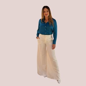 Pantaloni palazzo in misto lino 239 – Donna – Eleganza naturale