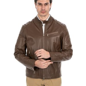 <b> JACK </b>  Giacca Biker da uomo in vera pelle cuoio