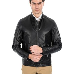 <b> LOUIS </b>  Giacca Biker da uomo in vera pelle nero