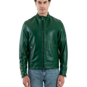 <b> LOUIS </b>  Giacca Biker da uomo in vera pelle verde