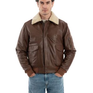 <b> MAVERICK SH </b>  Giubbotto Aviatore Top Gun da uomo in vera pelle cuoio effetto tamponato