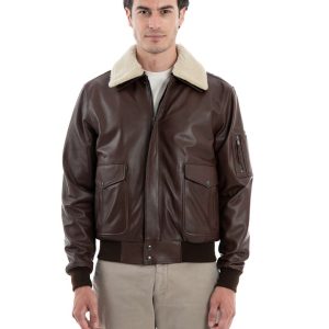 <b> MAVERICK SH </b>  Giubbotto Aviatore Top Gun da uomo in vera pelle marrone effetto tamponato