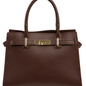 <b> CELINE </b>  Borsa a mano in vera pelle martellata colore cioccolato con tracolla