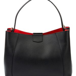 <b> MARGOT </b>  Borsa a spalla in vera pelle martellata colore nero con tracolla