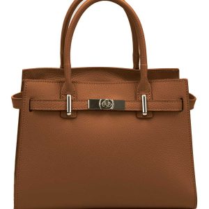 <b> CELINE </b>  Borsa a mano in vera pelle martellata colore cuoio con tracolla
