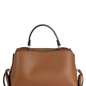 <b> AURA </b>  Borsa a mano in vera pelle martellata colore cuoio con tracolla