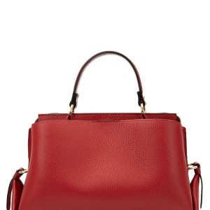 <b> AURA </b>  Borsa a mano in vera pelle martellata colore rosso con tracolla