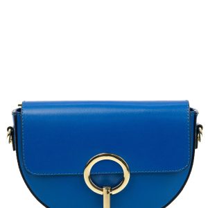 <b> EVELYN </b>  Borsa a tracolla in vera pelle saffiano colore blu elettrico