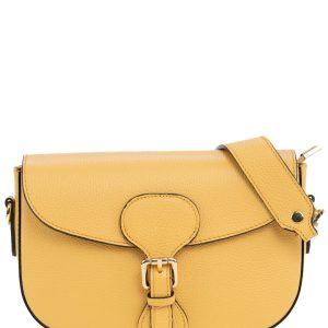 <b> CHARLOTTE </b>  Borsa a spalla in vera pelle martellata giallo con tracolla