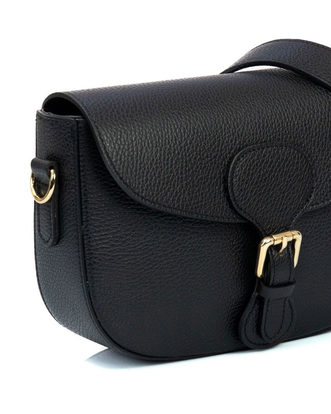 <b> CHARLOTTE </b>  Borsa a spalla in vera pelle martellata nero con tracolla - immagine 7