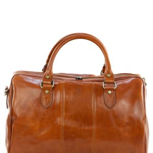 <b> CAPRI MEDIO </b>  Borsone da viaggio in vera pelle cuoio