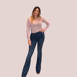 Jeans chino bell bottom 244 in denim super stretch – Made in Italy – Donna