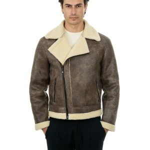 <b> JACOB </b>  Chiodo da uomo marrone Shearling Style