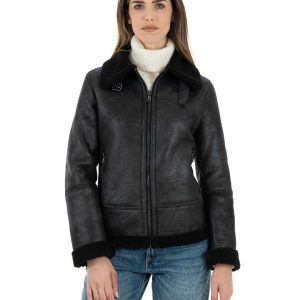 <b> KATE </b>  Bomber da donna nero Shearling Style