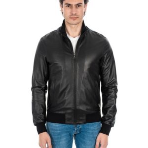 <b> PHILIPH </b>  Giacca Bomber da uomo in vera pelle nero