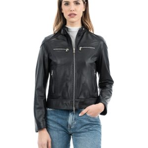 <b> ALBA </b>  Giacca Biker da donna in vera pelle nero