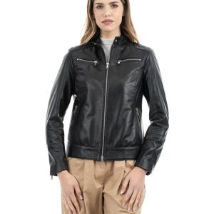 <b> ILARY </b>  Giacca Biker da donna in vera pelle nero