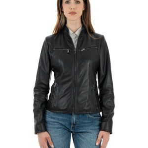 <b> IOLE </b>  Giacca Biker da donna in vera pelle nero