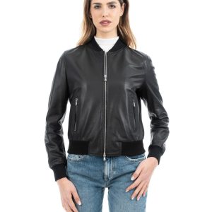 <b> BELEN </b>  Giacca Bomber da donna in vera pelle nero