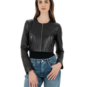 <b> ISABEL </b>  Giacca corta da donna in vera pelle nero