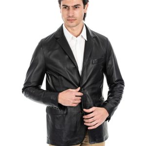 <b> BLAZER </b>  Giacca Classica da uomo in vera pelle nero