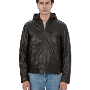 <b> GABRIEL </b>  Giacca Biker 4 stagioni da uomo in vera pelle t. moro con trapunta rimovibile