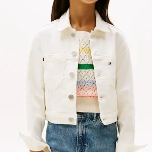 Giacca trucker in denim bianco Tommy Hilfiger