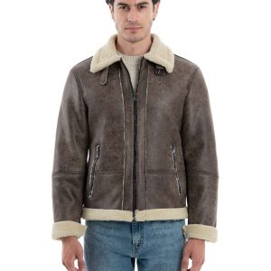 <b> AVIATORE </b>  Bomber da uomo marrone Shearling Style